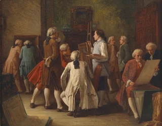 Die Kunstliebhaber im Atelier des Malers